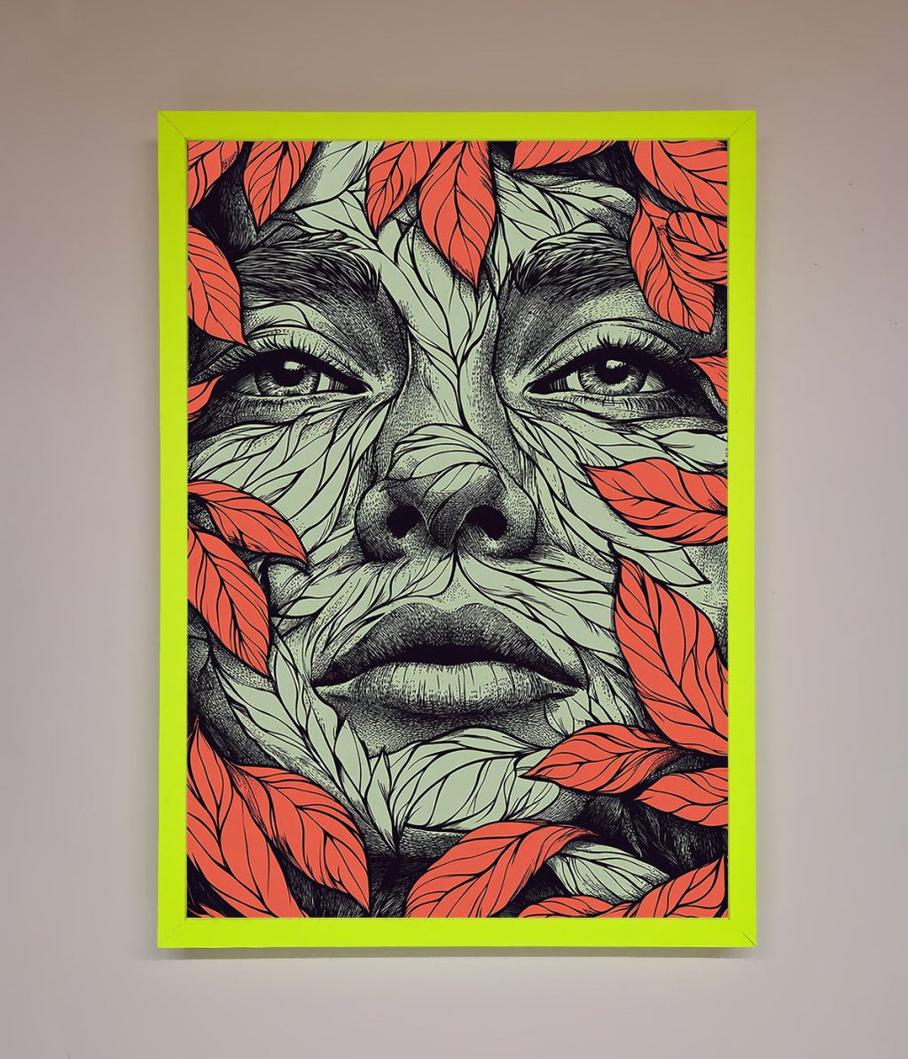 Red Leaves Face Framed Print