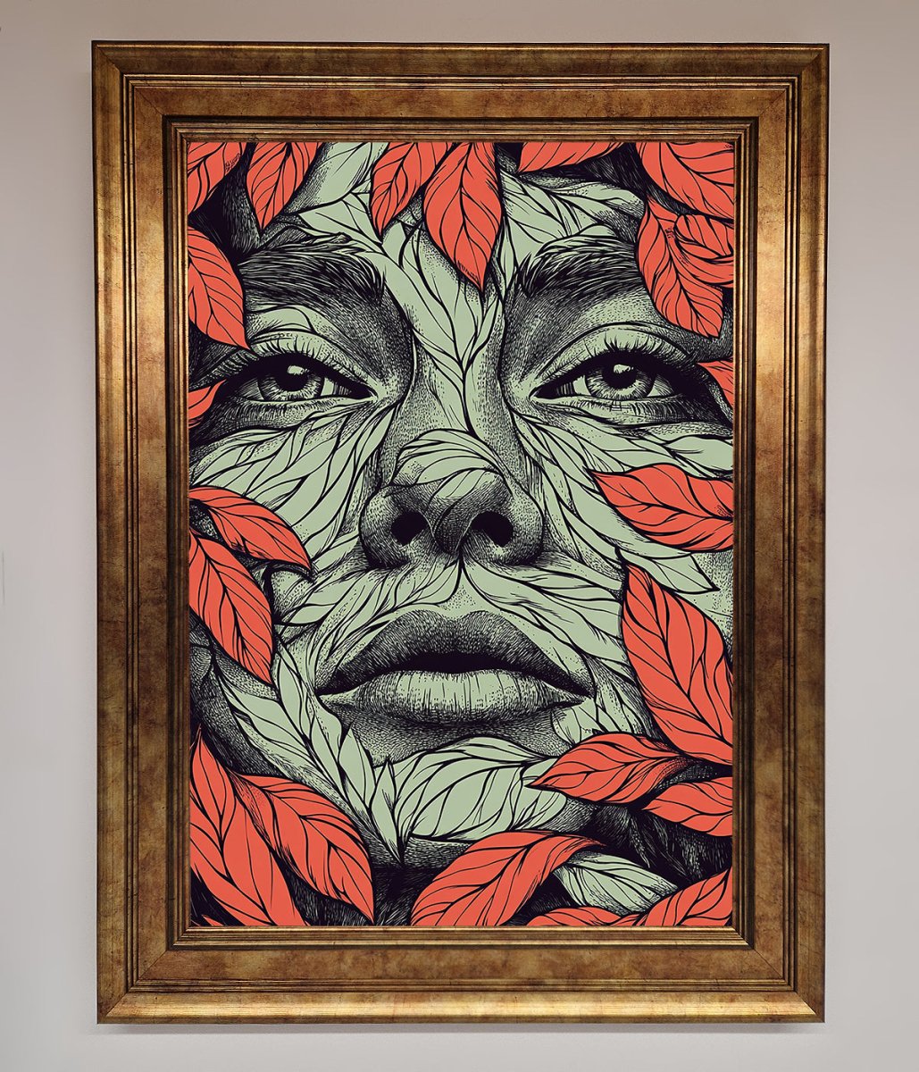 Red Leaves Face Framed Print