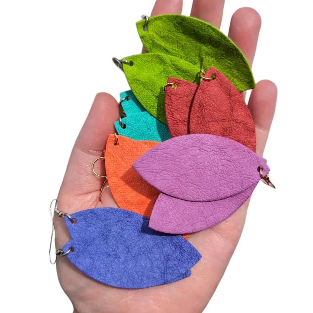 Red plant paper leaf earrings