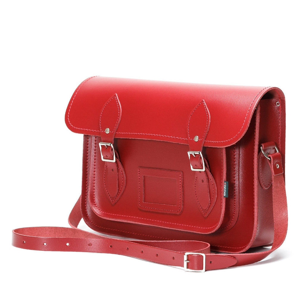Handmade Leather Satchel - Red