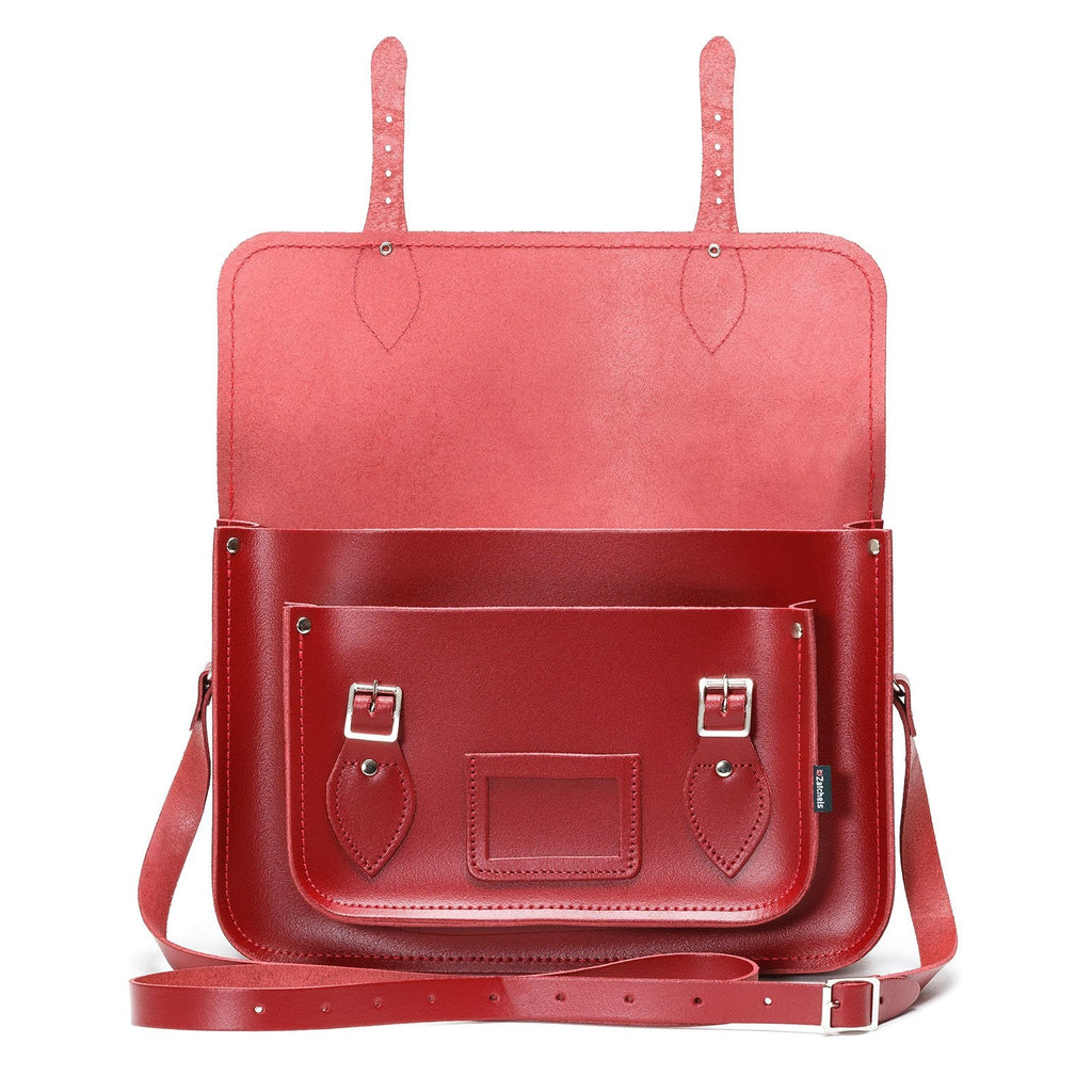 Handmade Leather Satchel - Red