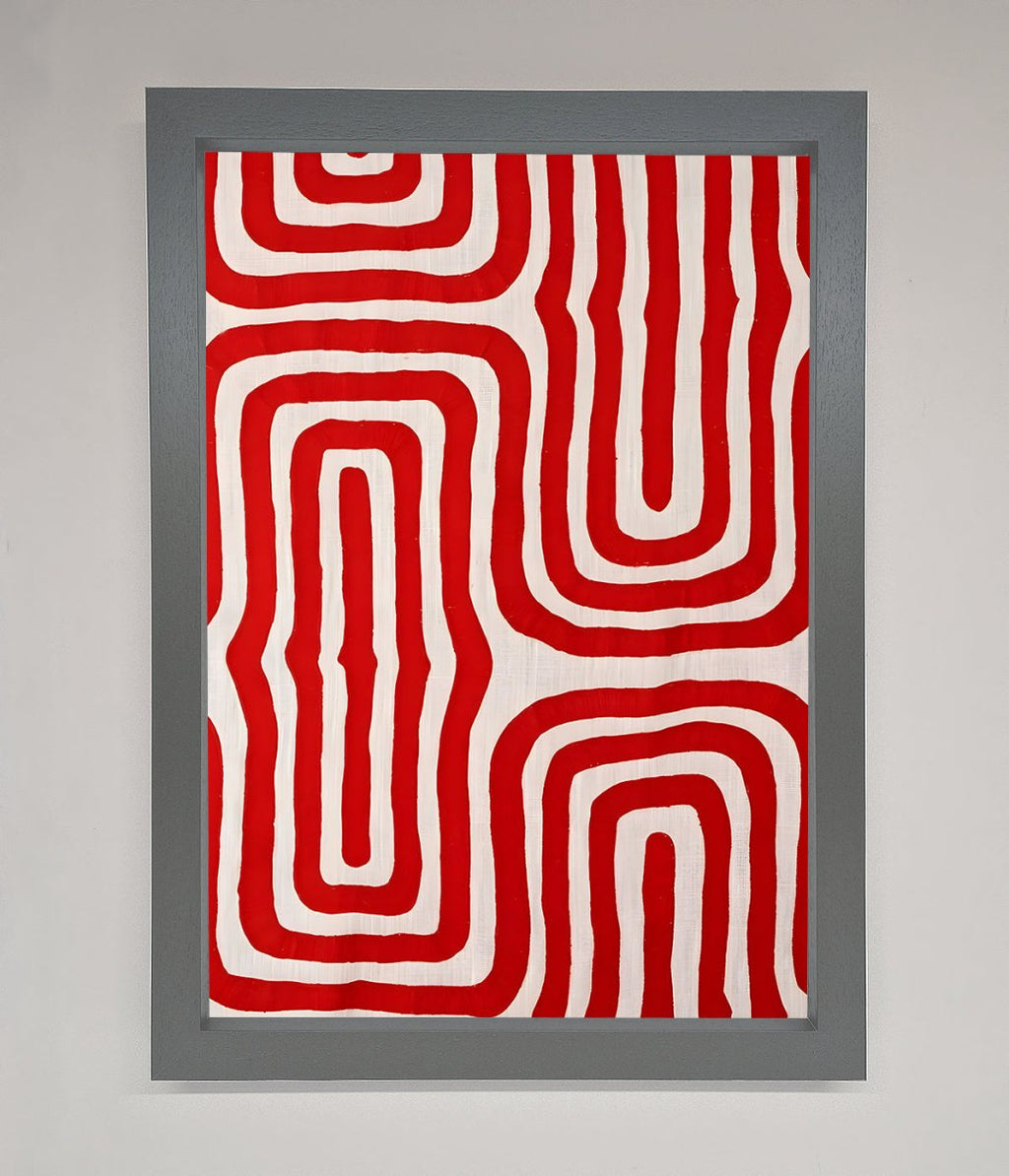 Red Waves Abstract Art Framed Poster