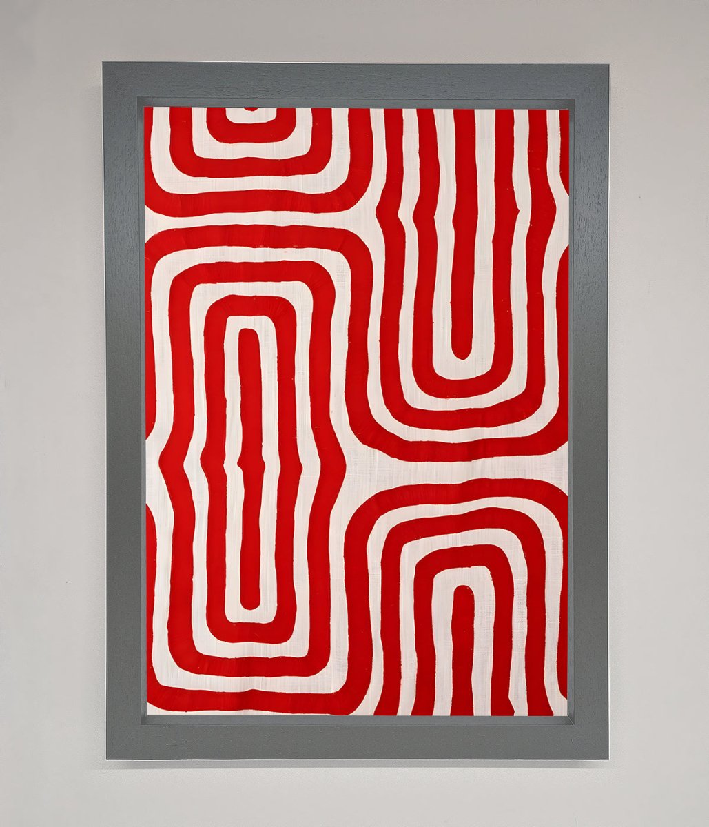 Red Waves Abstract Art Framed Poster