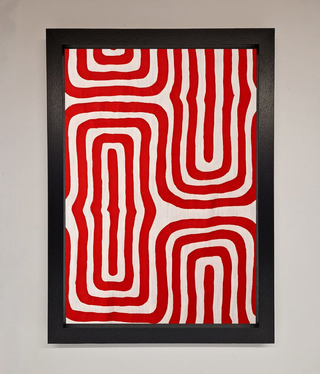 Red Waves Abstract Art Framed Poster