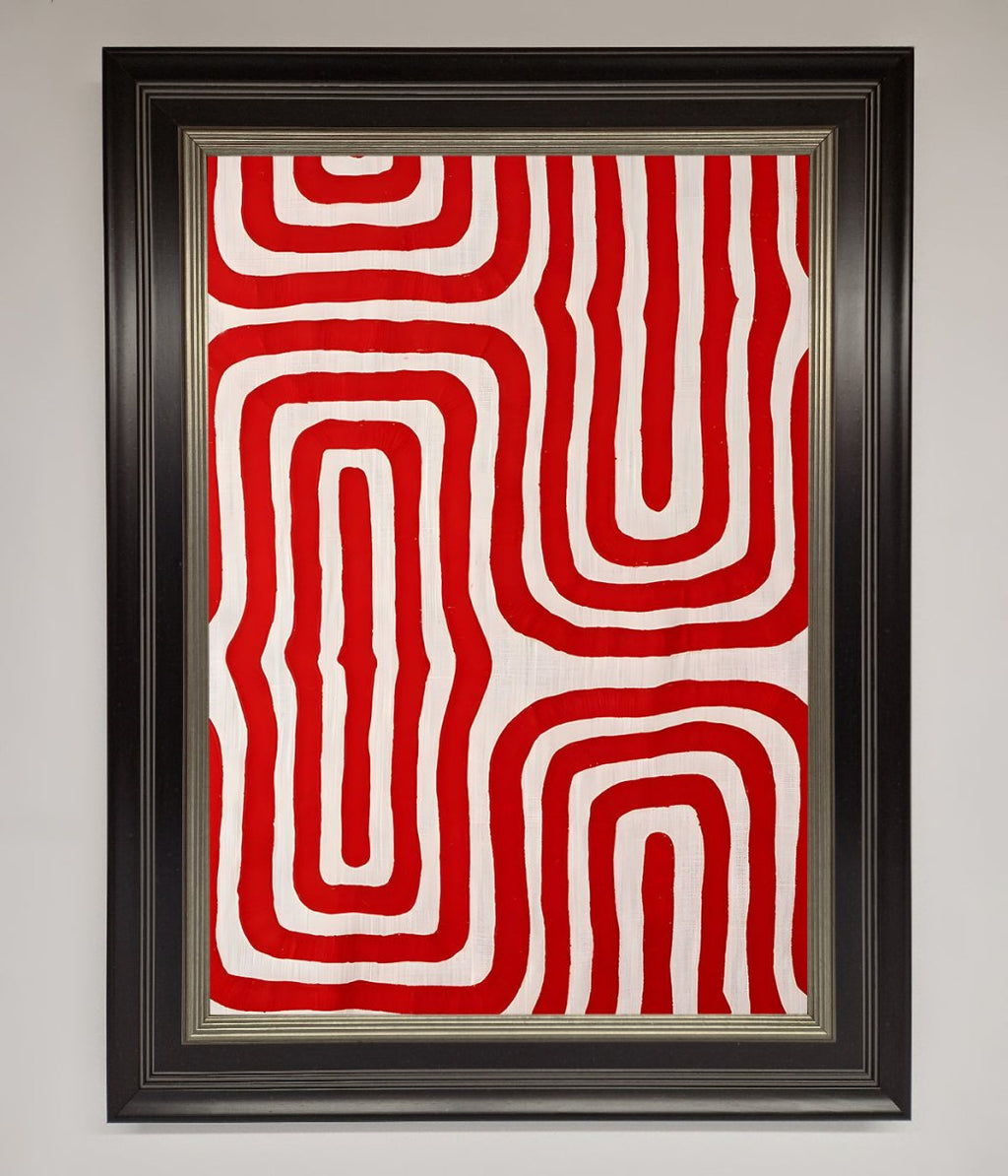 Red Waves Abstract Art Framed Poster