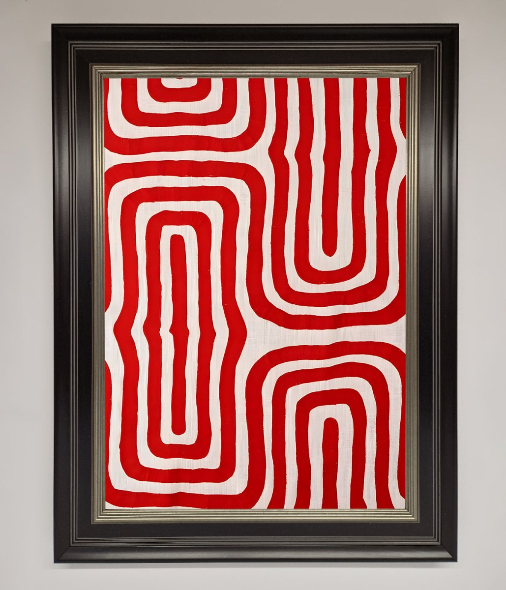 Red Waves Abstract Art Framed Poster
