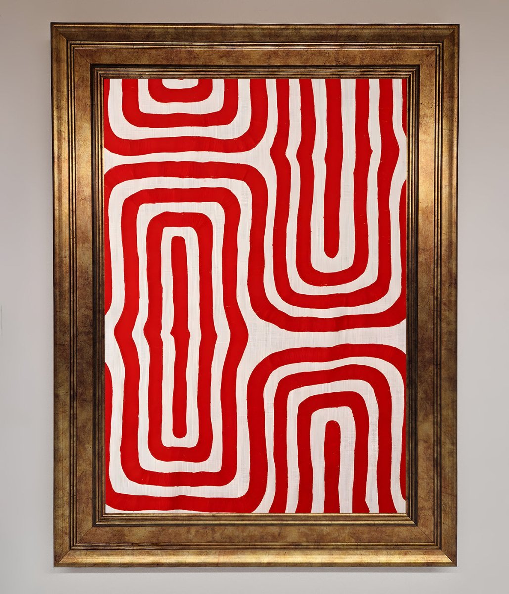 Red Waves Abstract Art Framed Poster