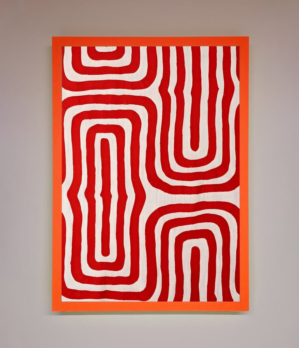 Red Waves Abstract Art Framed Poster