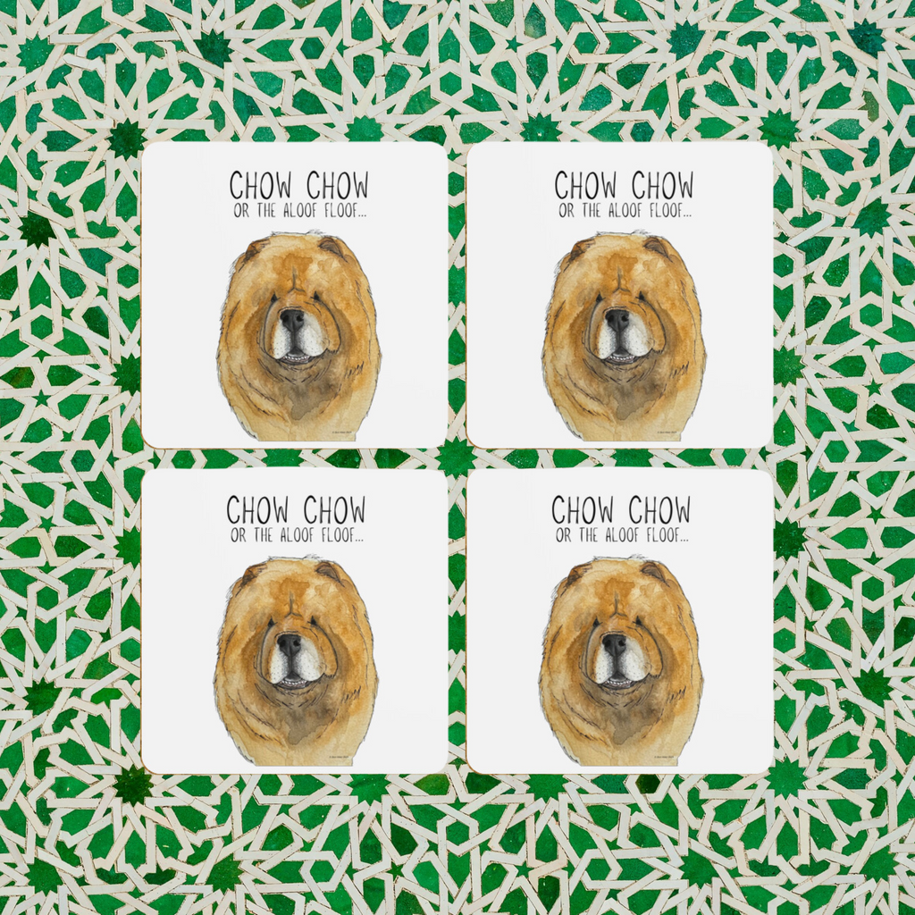 Red Chow Chow Coaster Set – Pack of 4 for Dog Lovers!