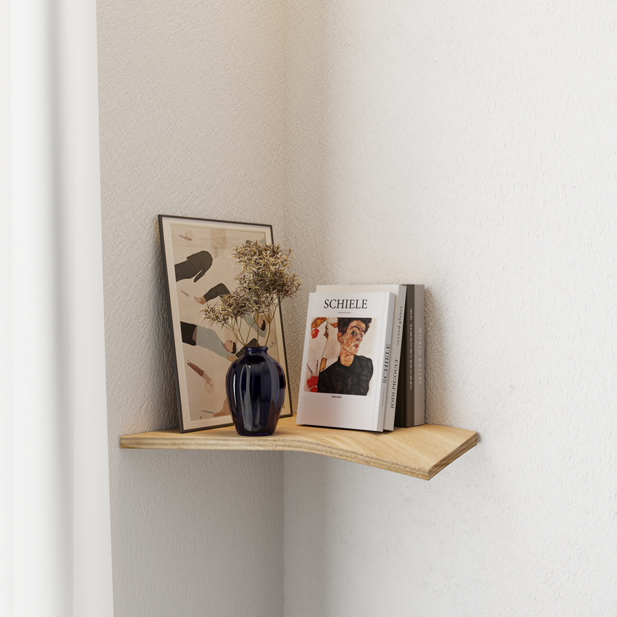 Birch Plywood Corner Shelf – Hidden Mount & Stylish Design by Ewart Woods at www.brixbailey.com