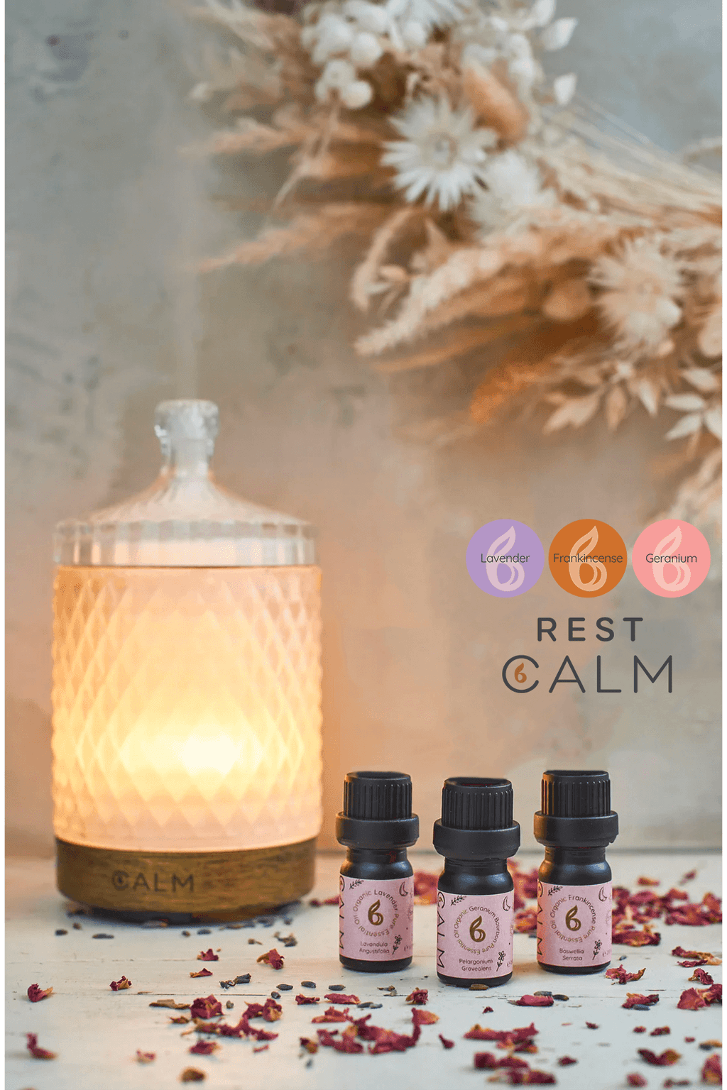 Aroma Diffuser with our Rest Calm Oil Set