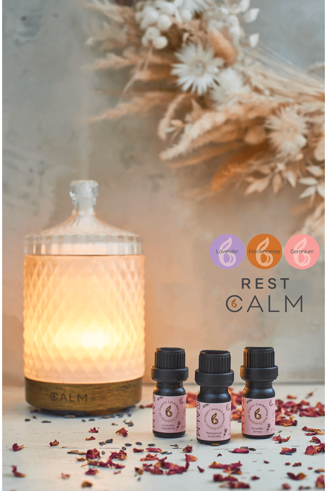 Aroma Diffuser with our Rest Calm Oil Set