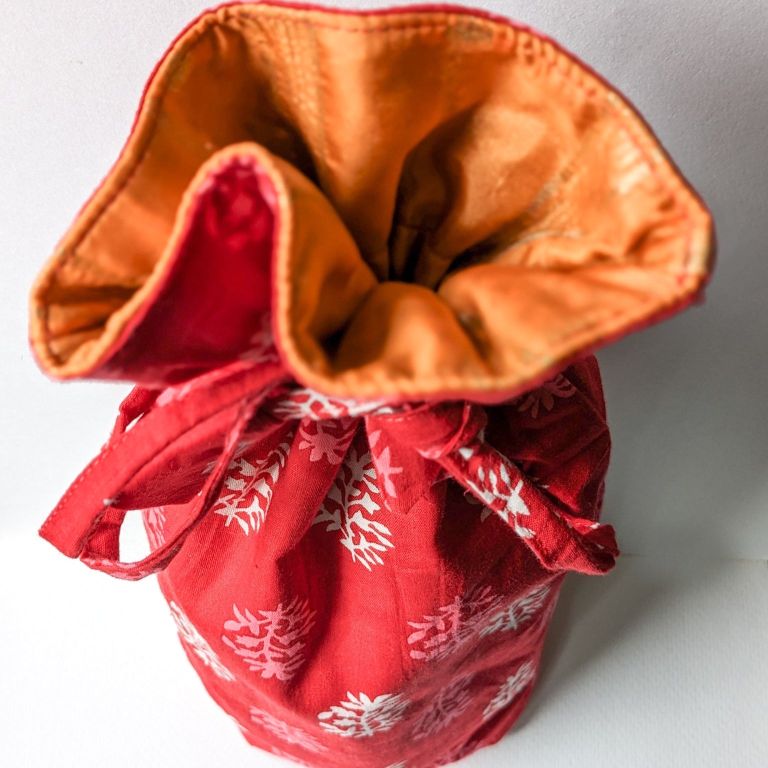 Eco Friendly Bottle Bags, Reusable Kalamkari Cotton Bottle Gift Bags, Ethically Handmade in India