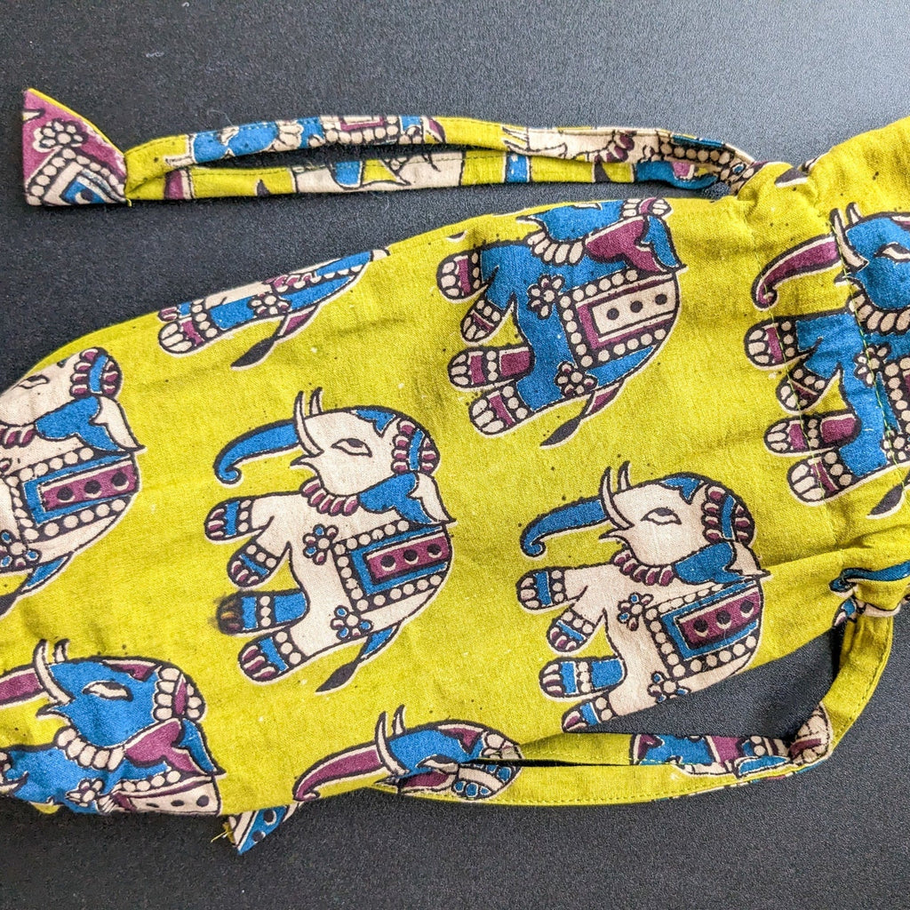 Eco Friendly Bottle Bags, Reusable Kalamkari Cotton Bottle Gift Bags, Ethically Handmade in India