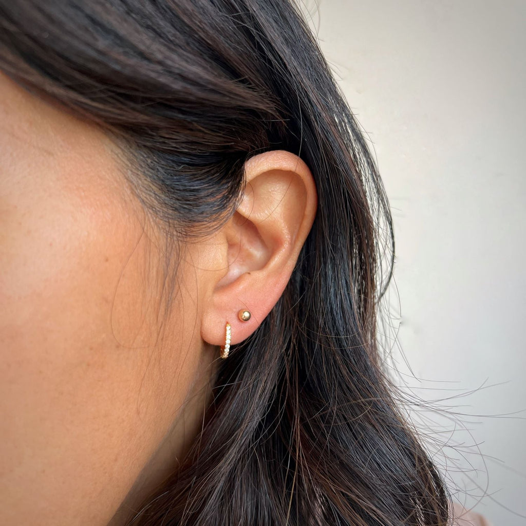 Reversible Pave Crystal Huggie Hoops