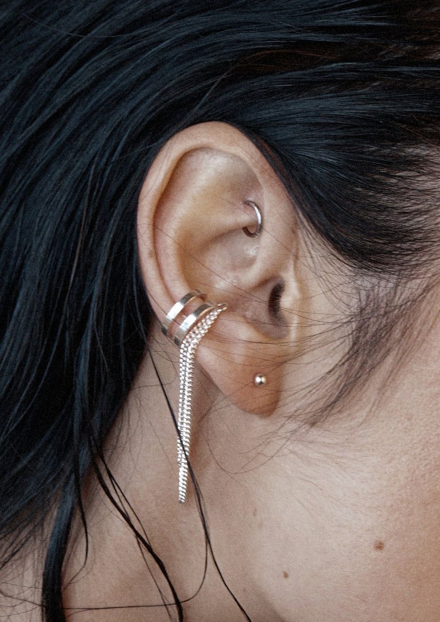 Sterling Silver Double Chain Ear Cuff – No Piercing Needed by NO MORE at www.brixbailey.com