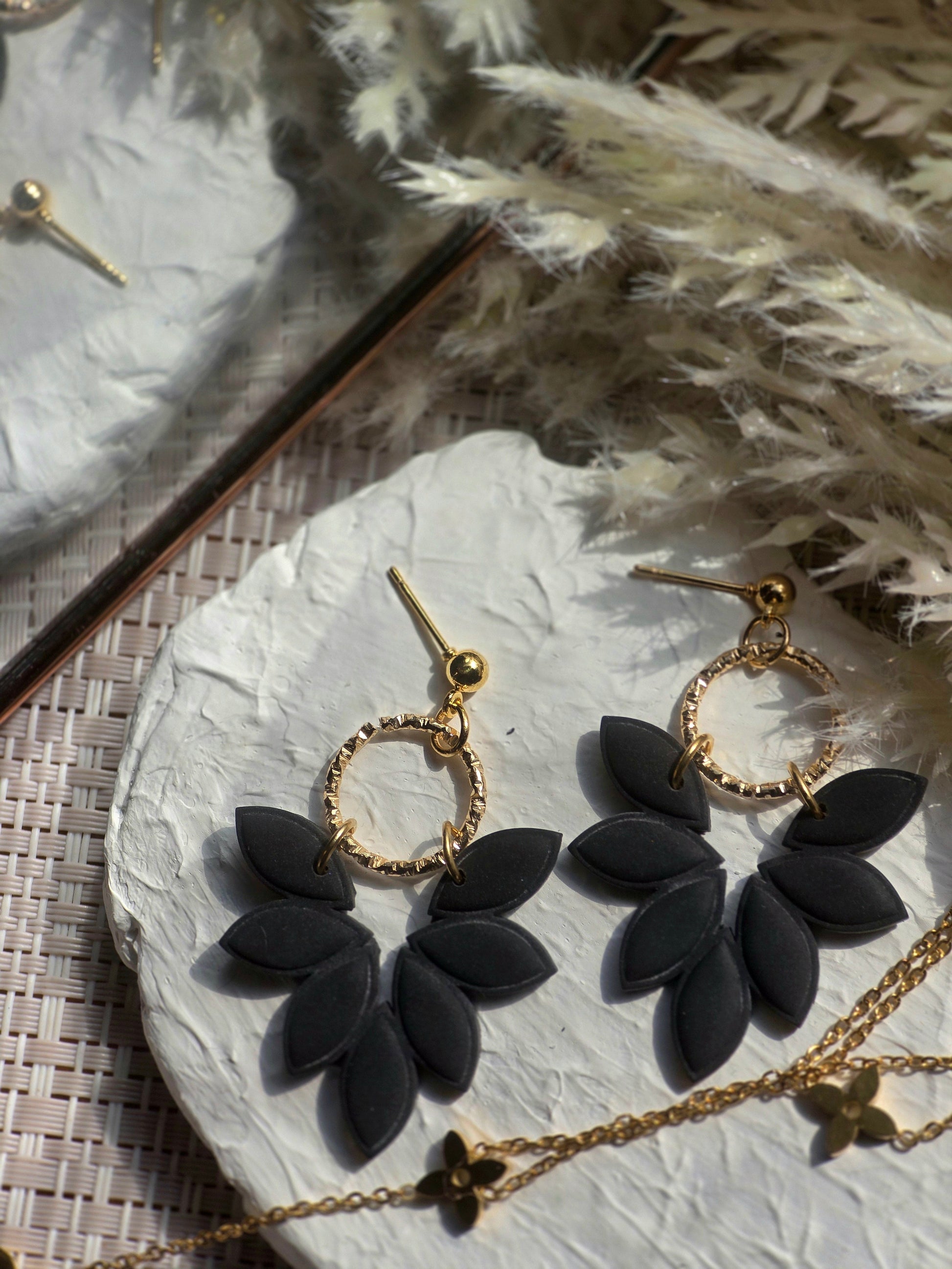 Amber Black Earrings