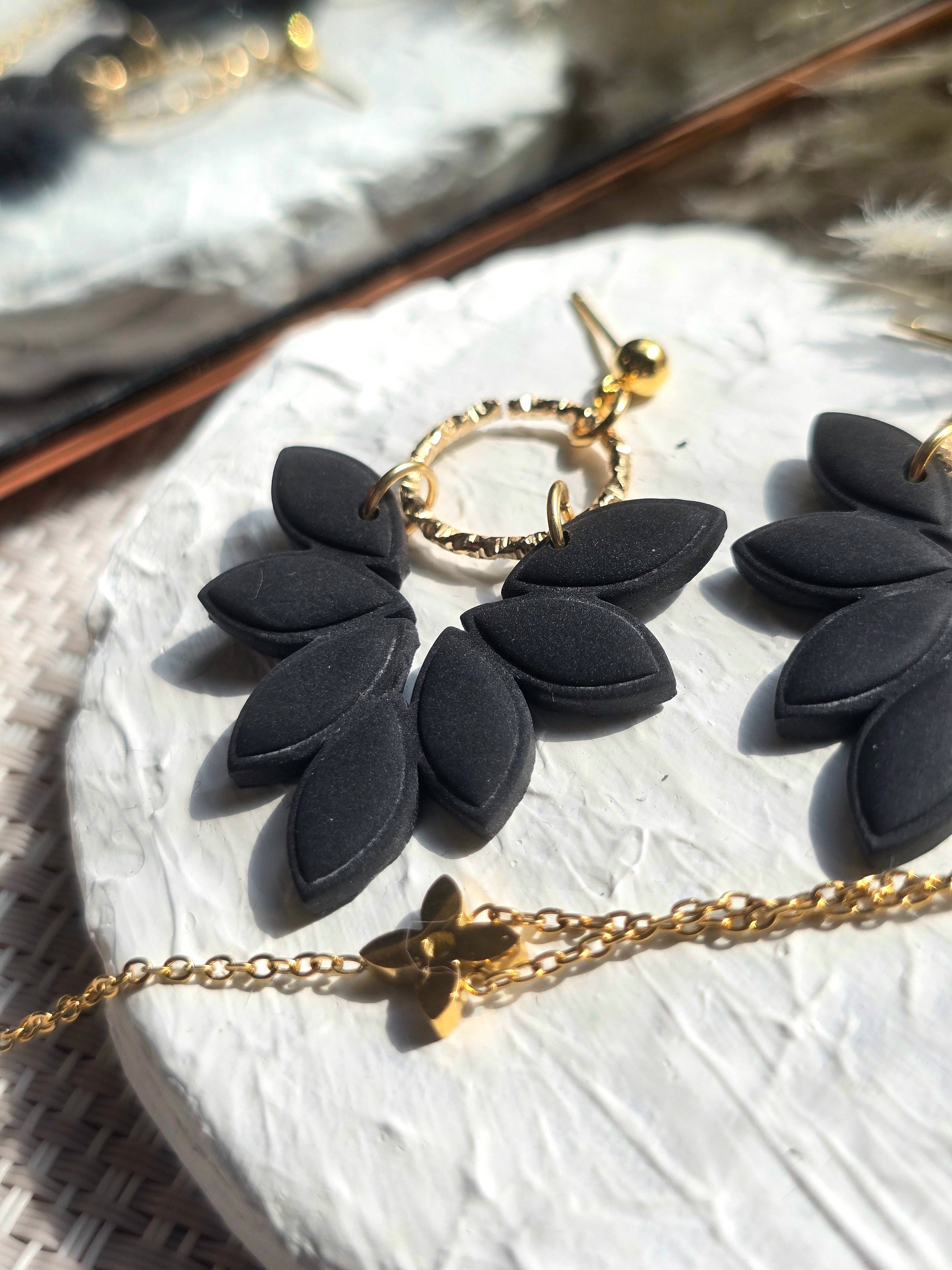 Amber Black Earrings