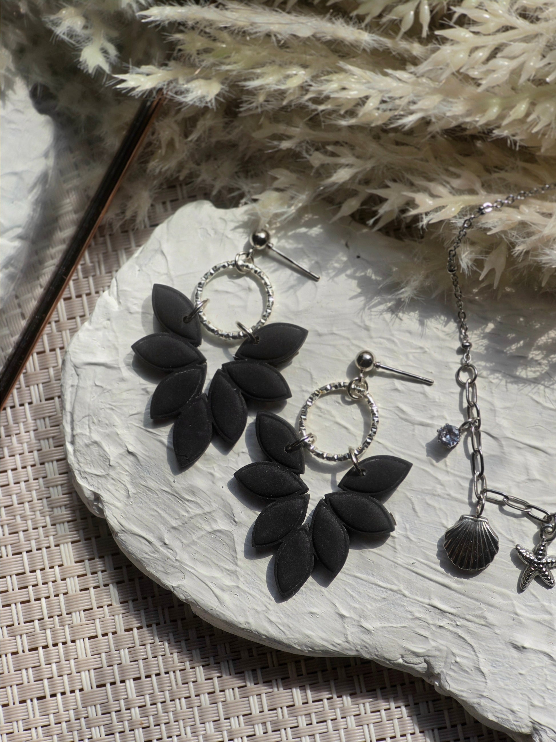 Amber Black Earrings