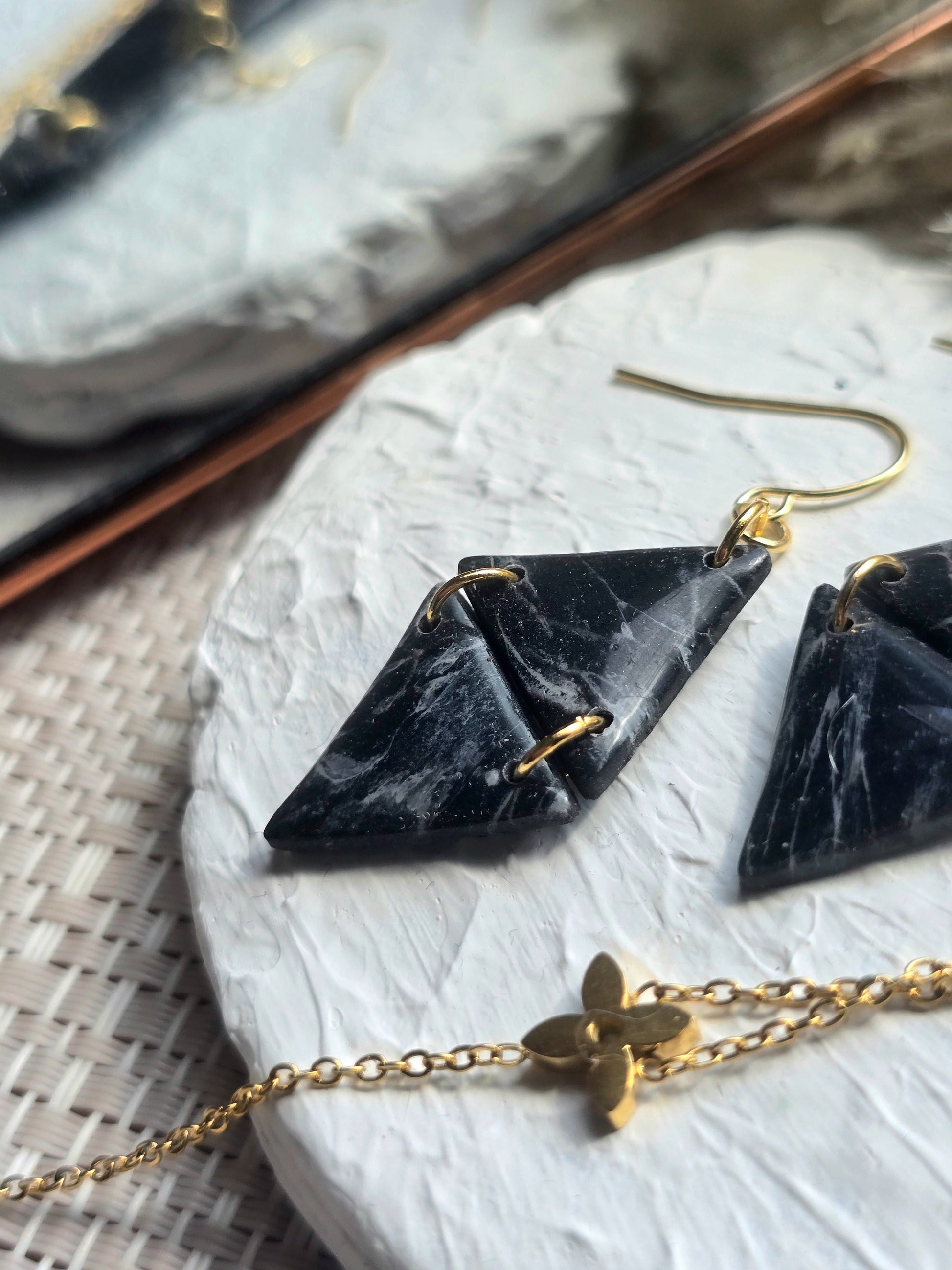 Clara Black marble Earrings