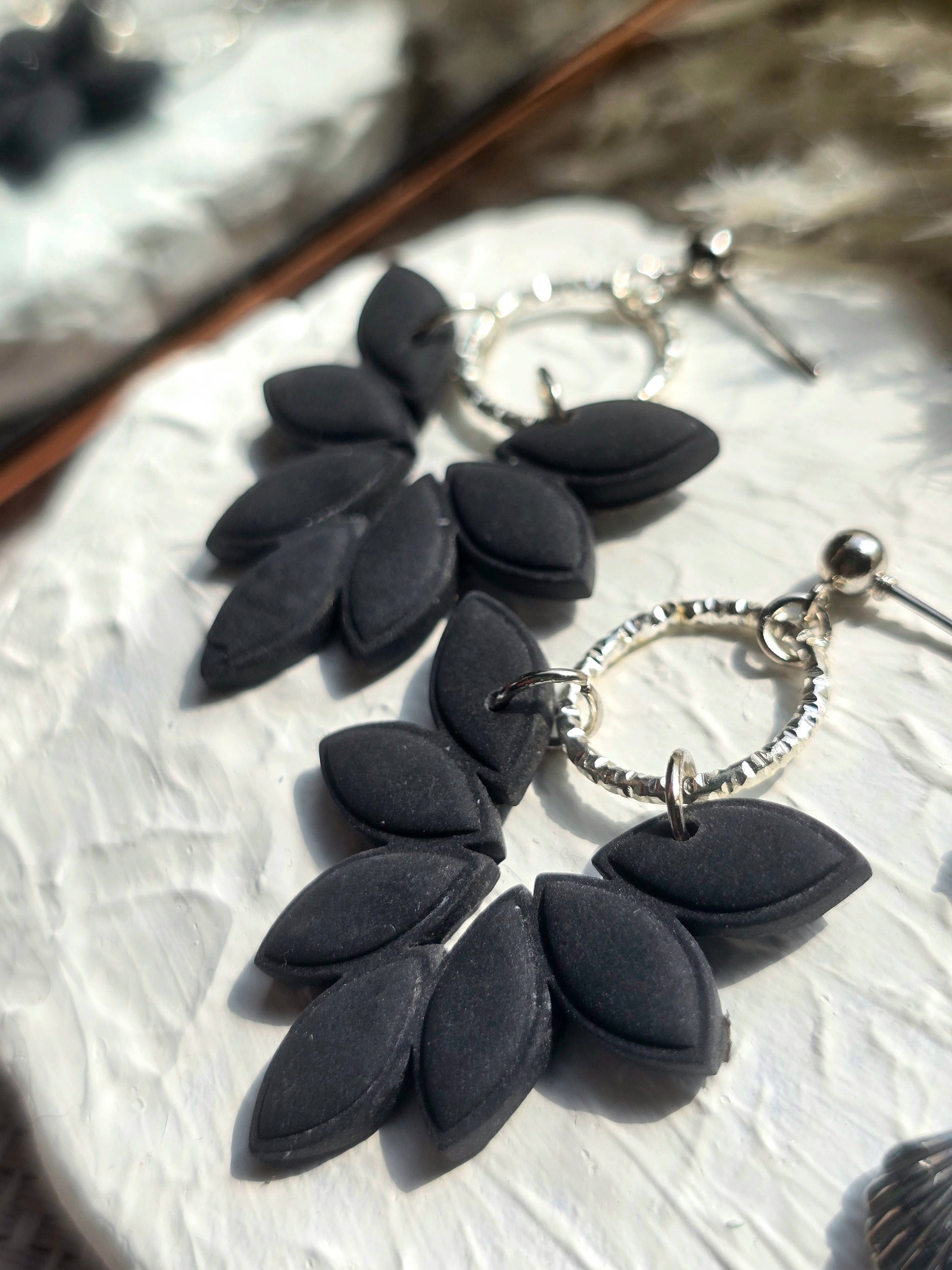 Amber Black Earrings