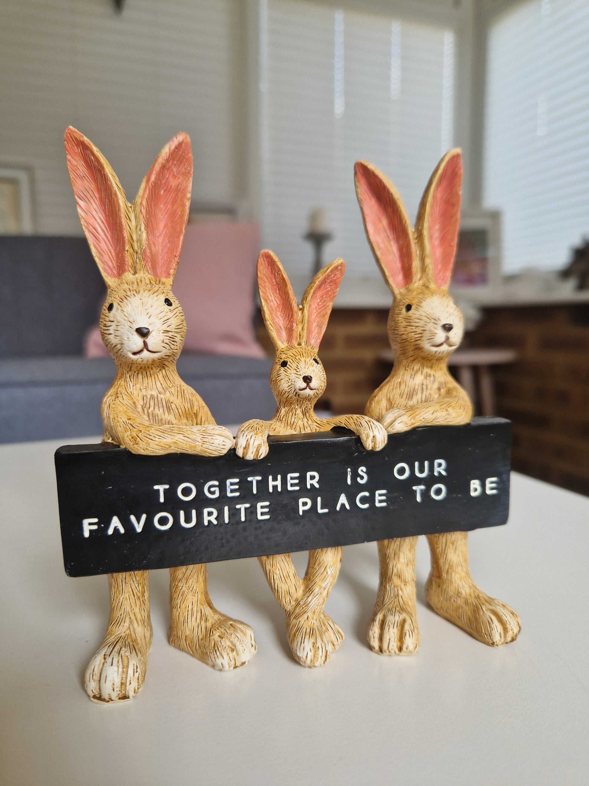 Bunny Trio Together Sign Decoration