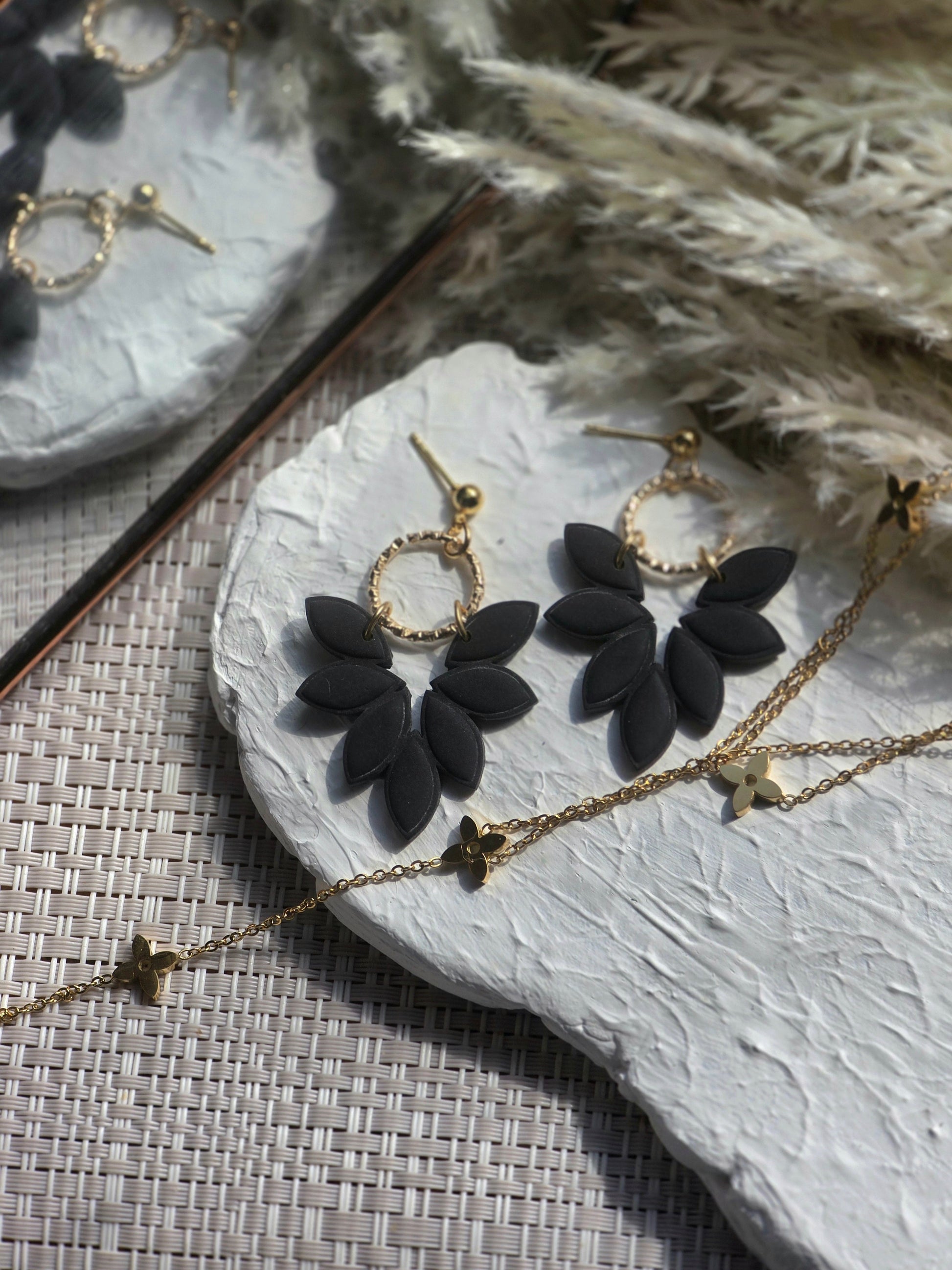 Amber Black Earrings