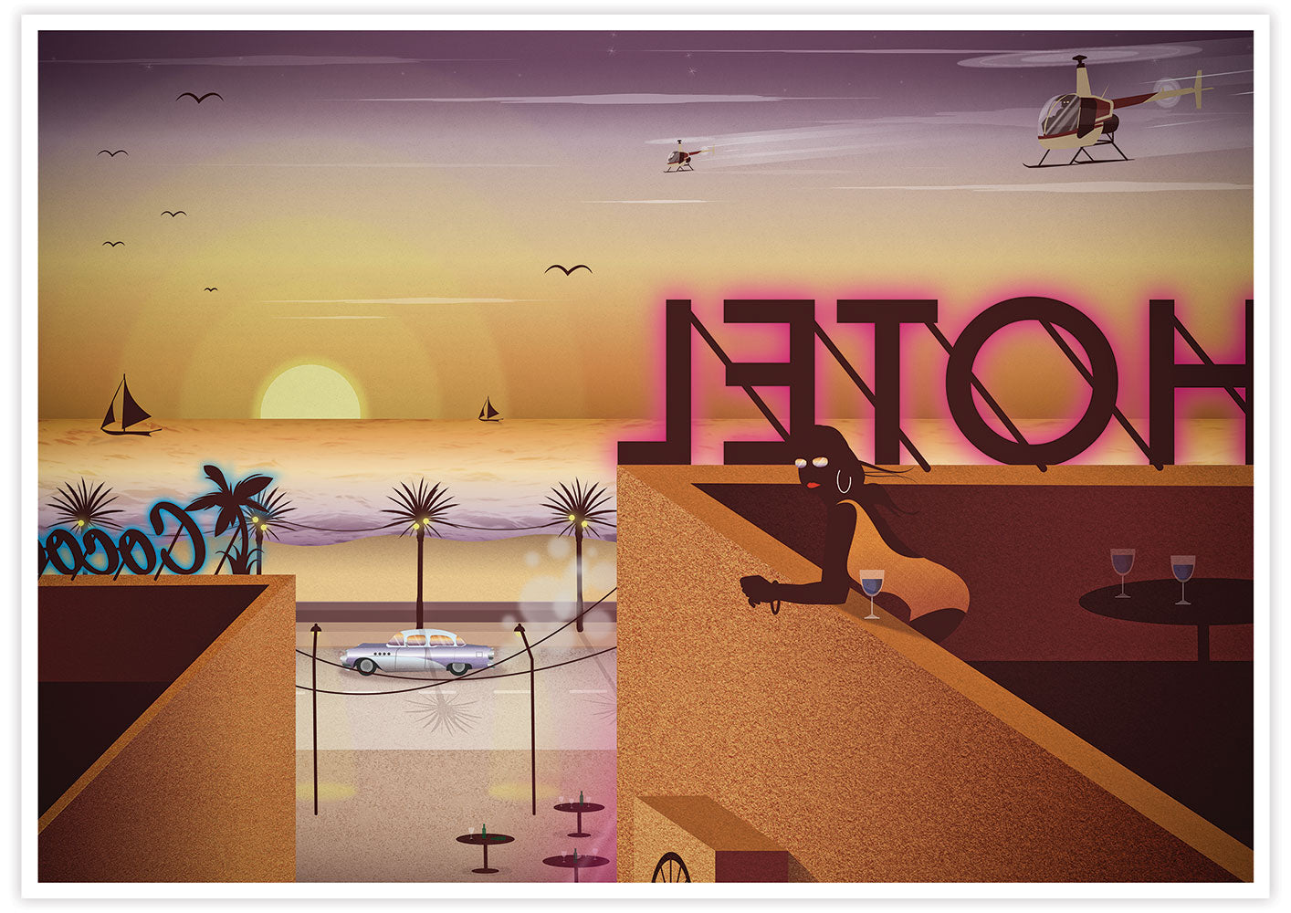 Rooftop Dreamin Night Life Art Print