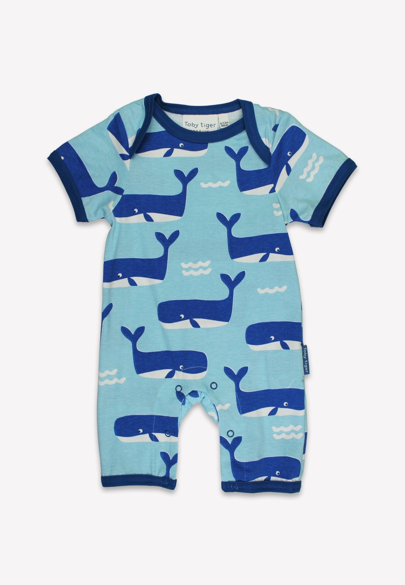 Organic Whale Waves Print Romper for Babies