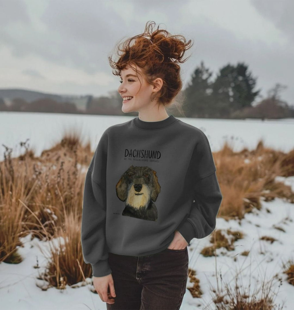 Comfy, Cozy, & Cute: The Wire Haired Dachshund Oversized Sweatshirt"