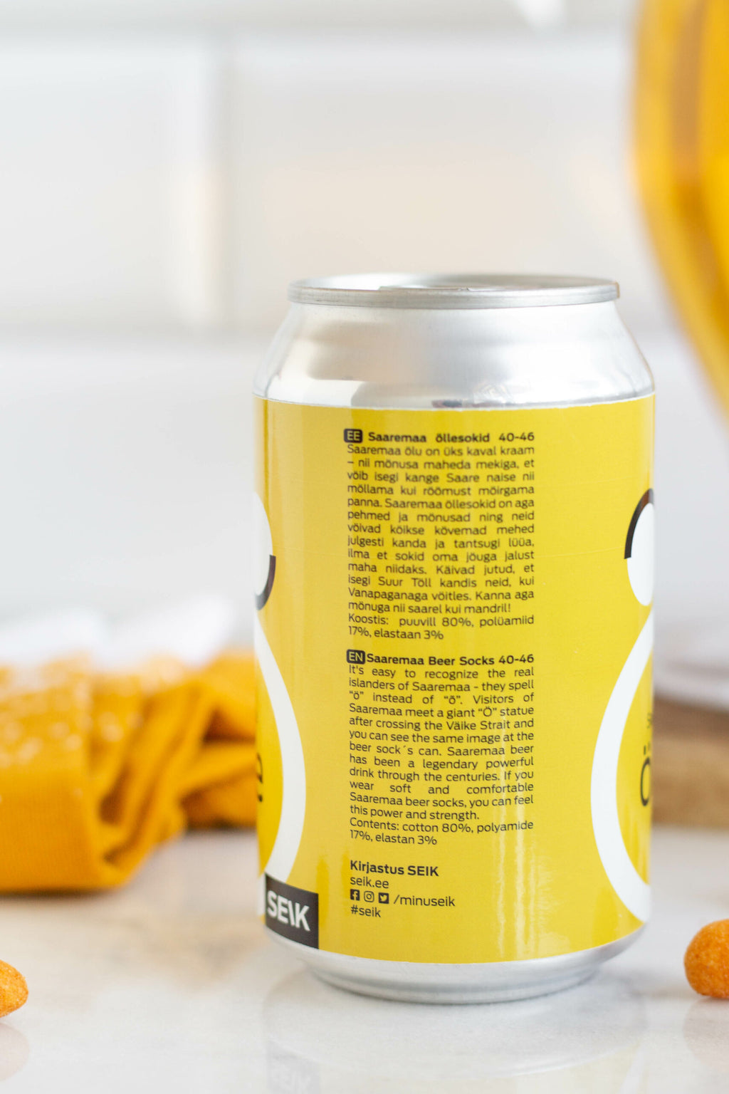 saaremaa beer socks in a cozy cabin setting, lit by warm golden hour light