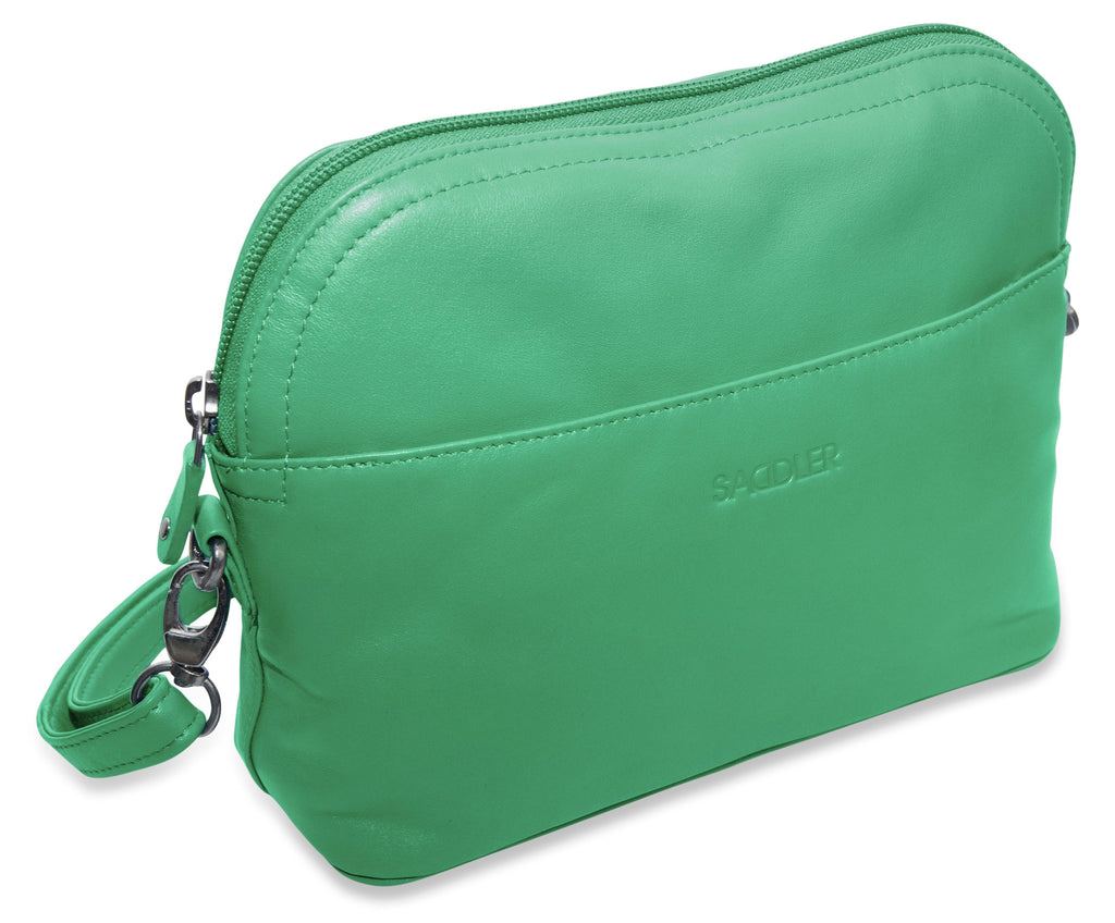 Brooklyn Leather Zip Top Handbag with Adjustable Shoulder Strap