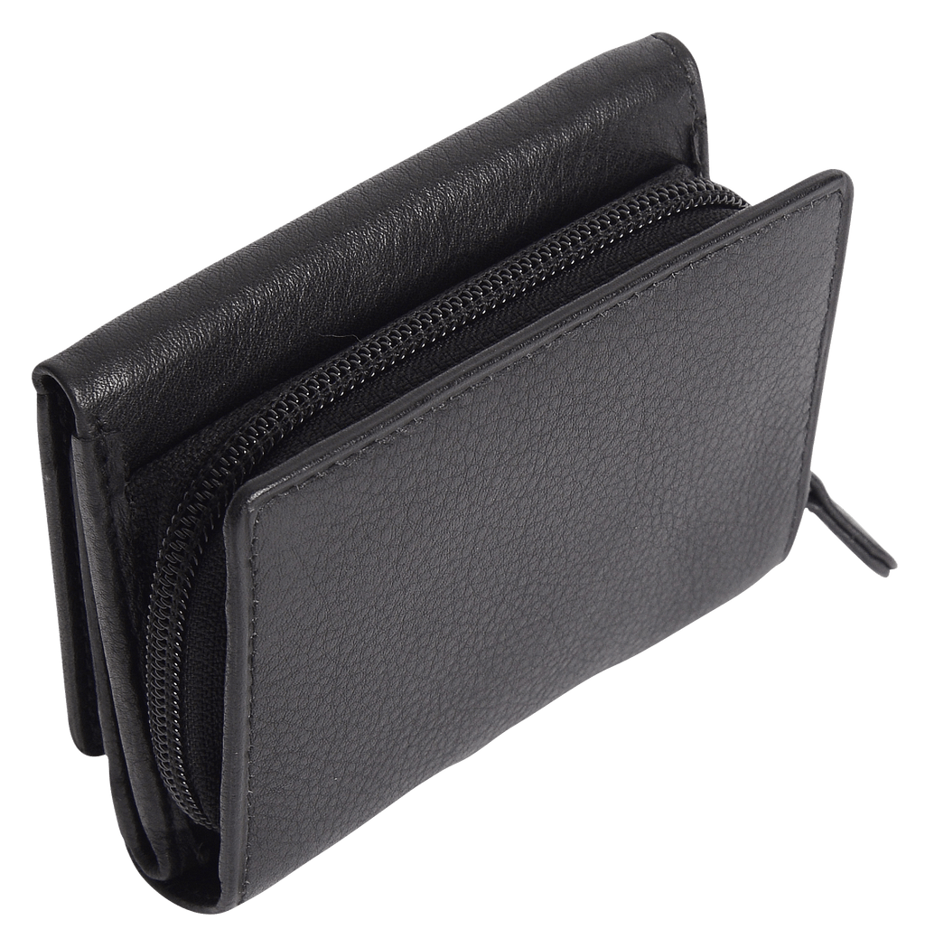 Handmade Leather Compact Trifold Purse with RFID Protection