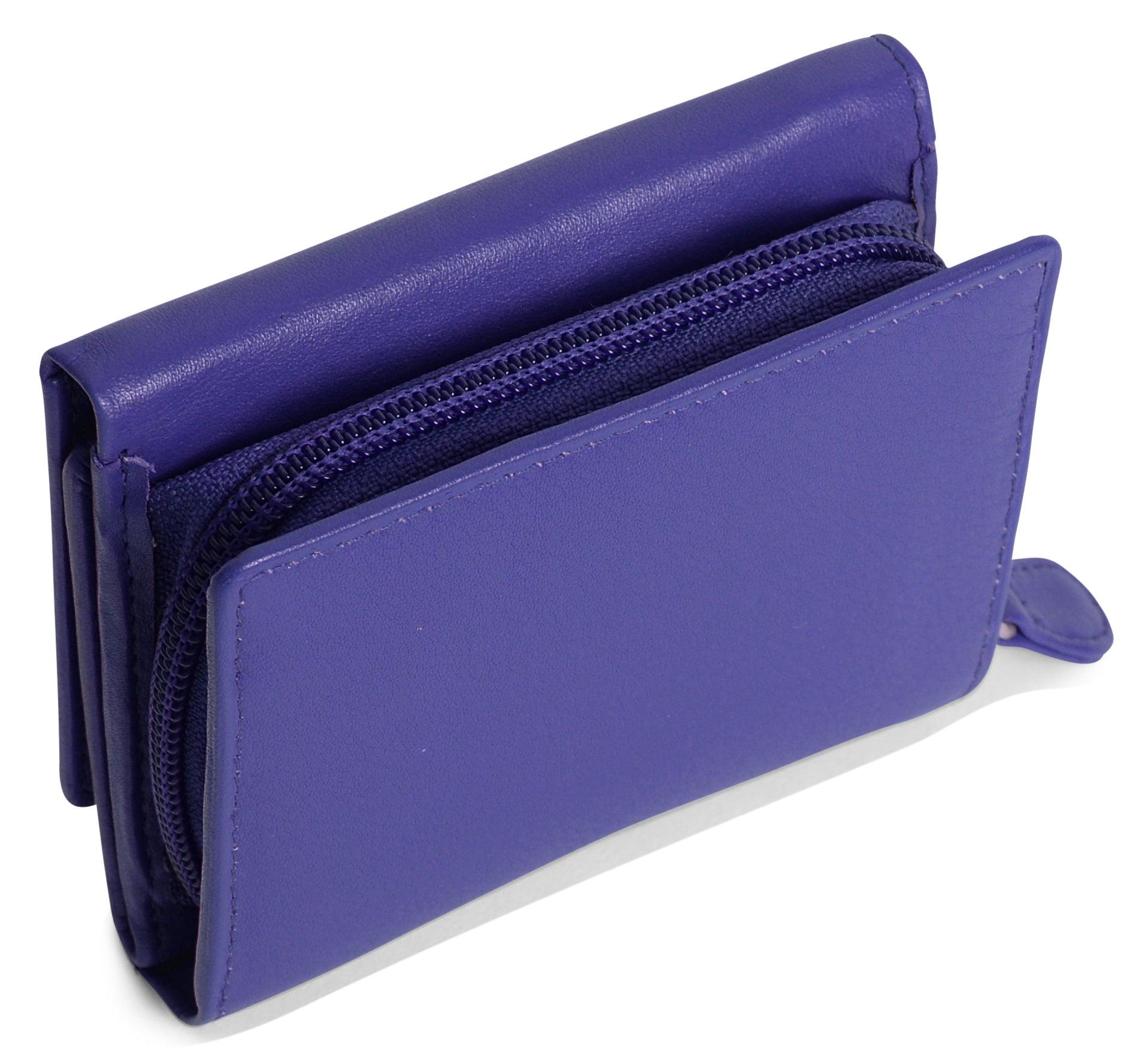 Handmade Leather Compact Trifold Purse with RFID Protection