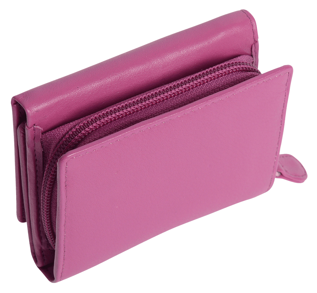 Handmade Leather Compact Trifold Purse with RFID Protection