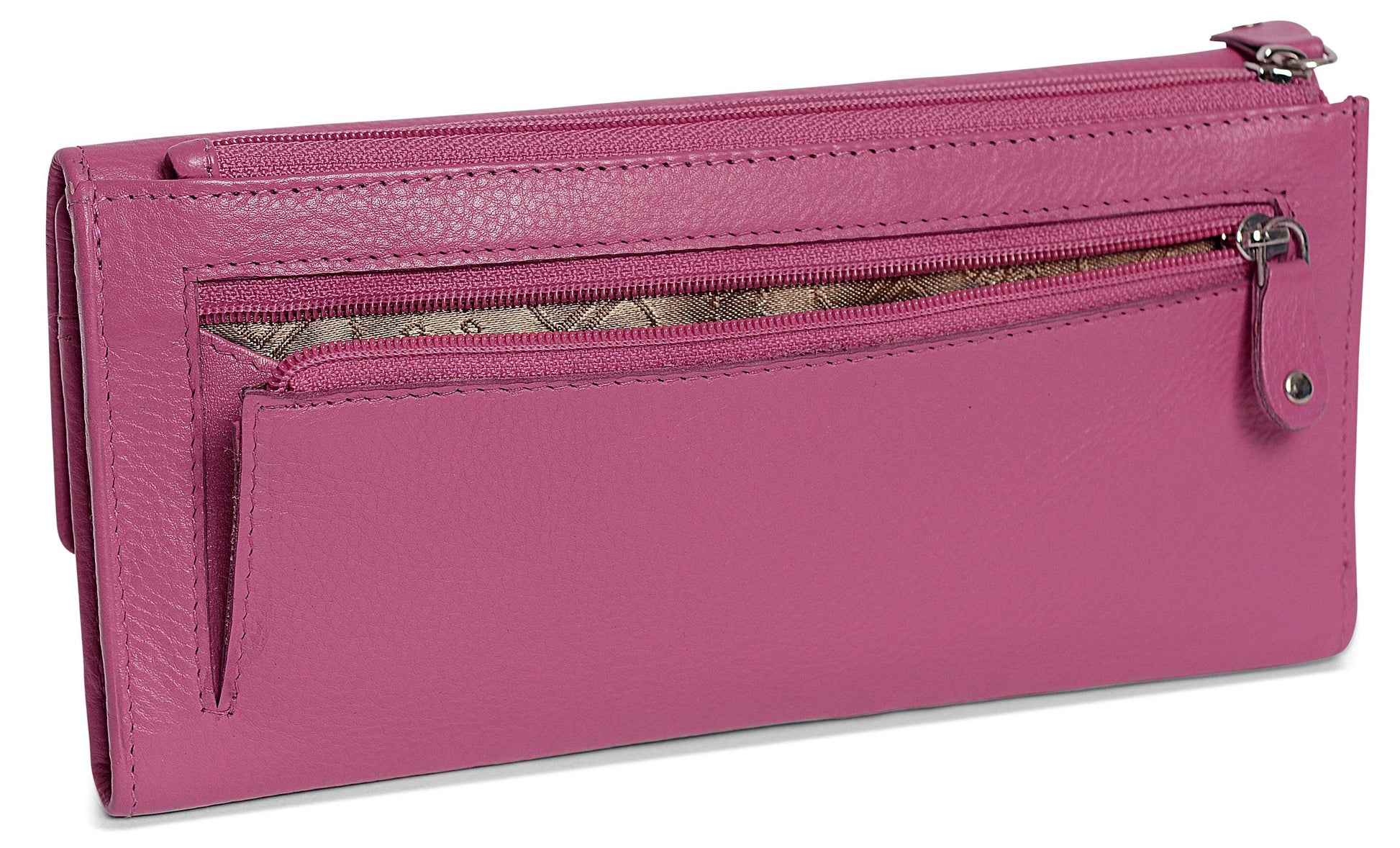 Claire Long Leather Trifold Purse with 18 Card Slots and RFID Protection