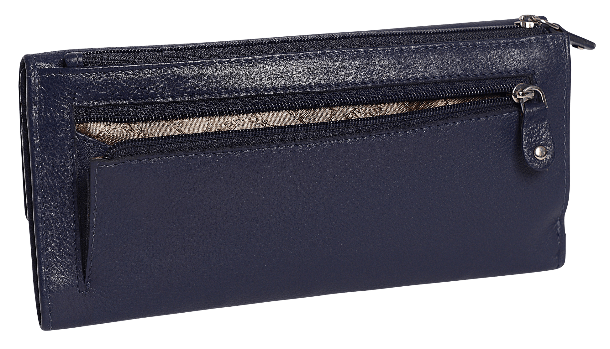 Claire Long Leather Trifold Purse with 18 Card Slots and RFID Protection