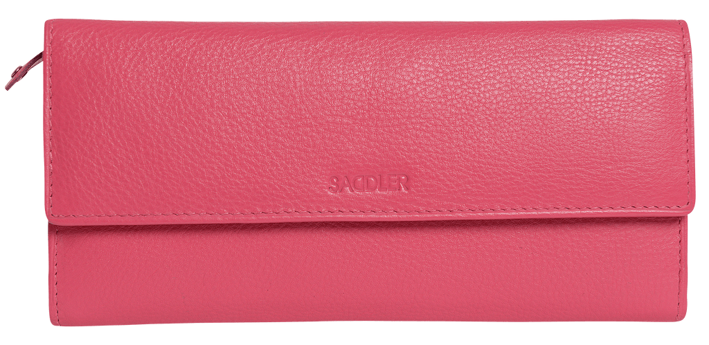 Claire Long Leather Trifold Purse with 18 Card Slots and RFID Protection