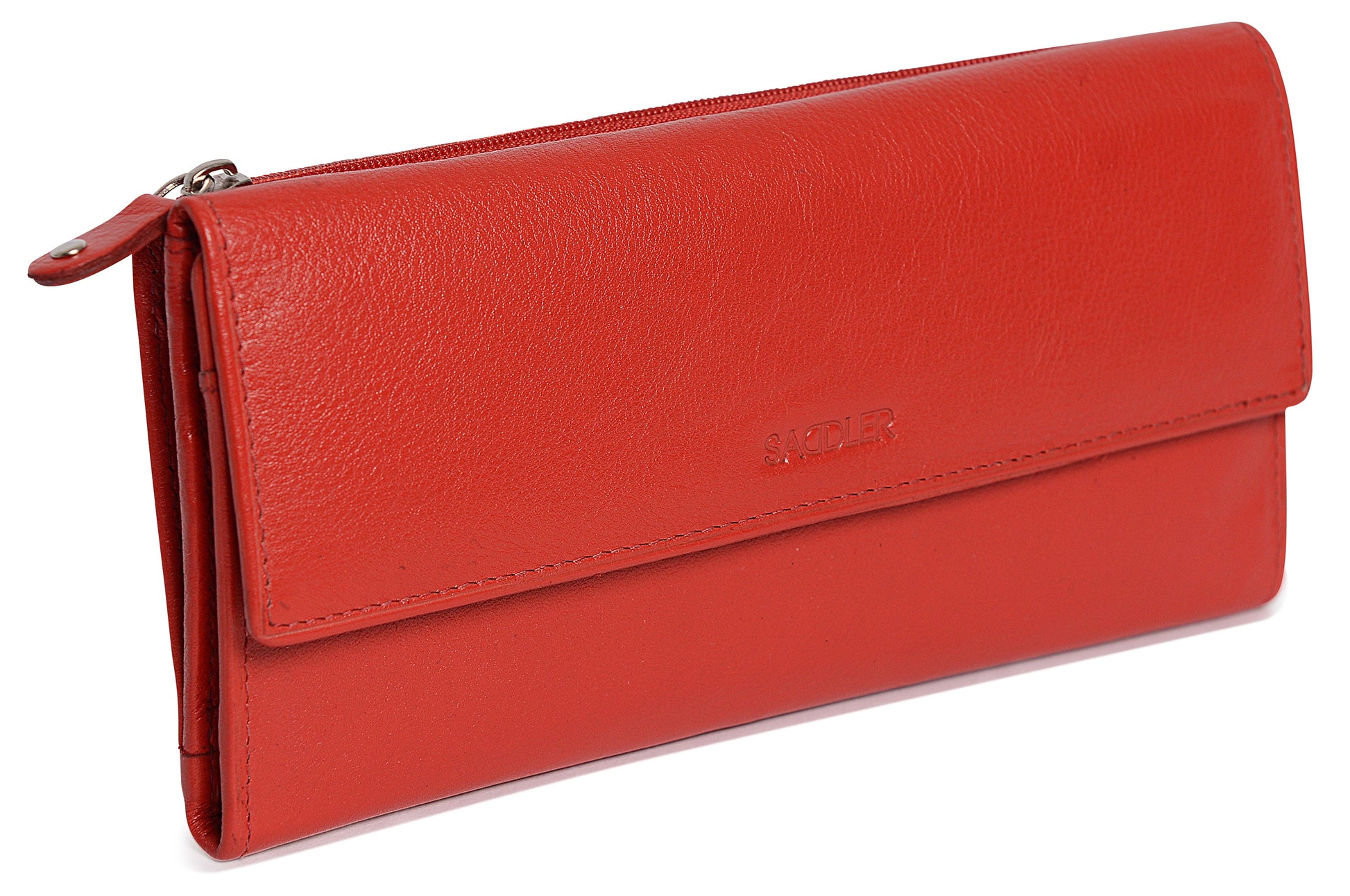 Claire Long Leather Trifold Purse with 18 Card Slots and RFID Protection