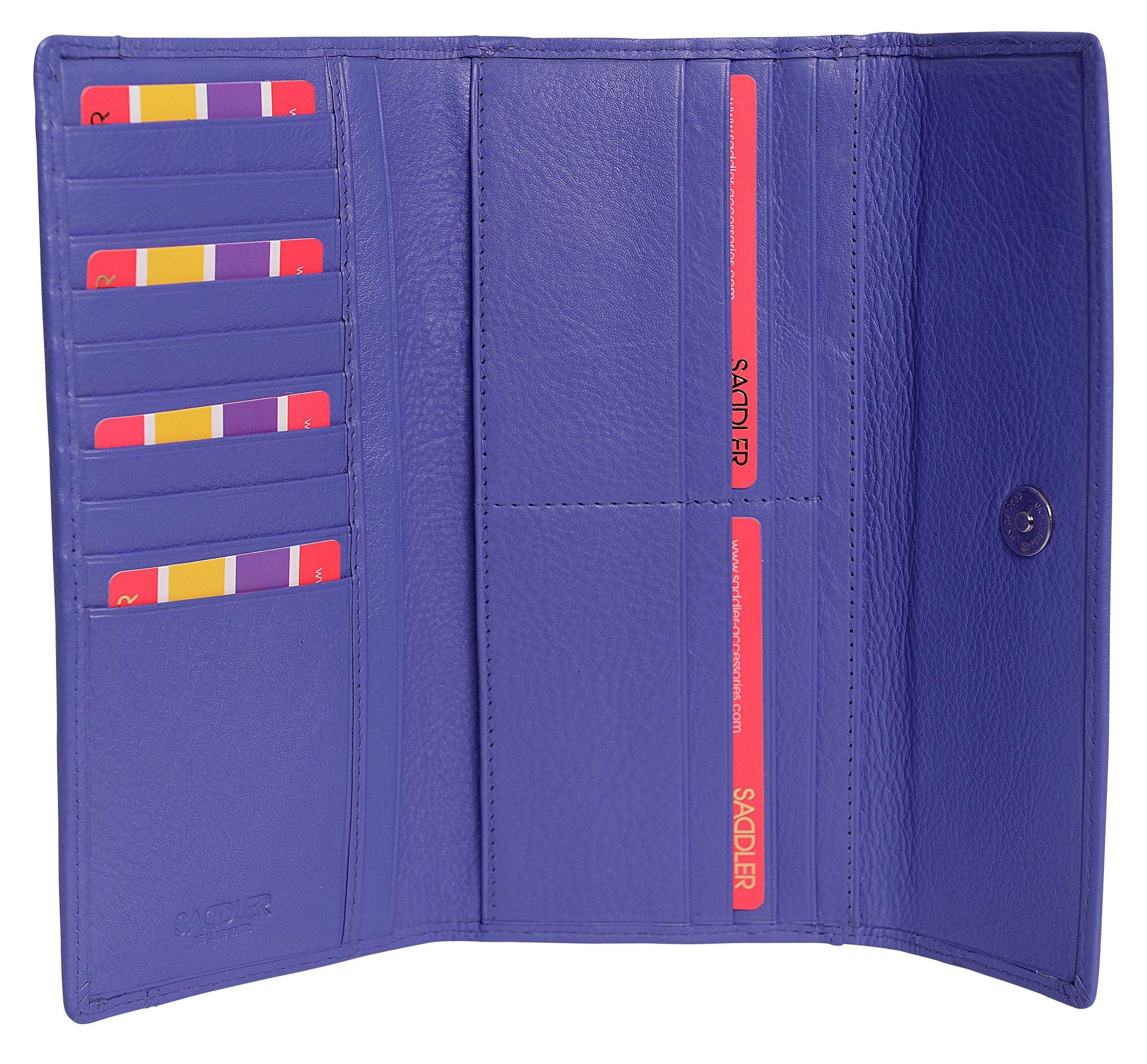 Claire Long Leather Trifold Purse with 18 Card Slots and RFID Protection
