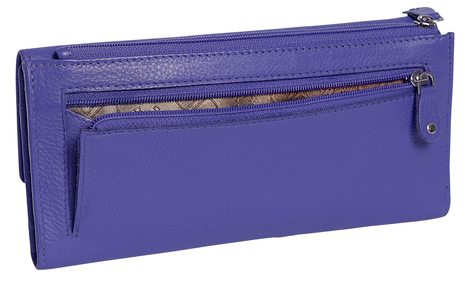 Claire Long Leather Trifold Purse with 18 Card Slots and RFID Protection