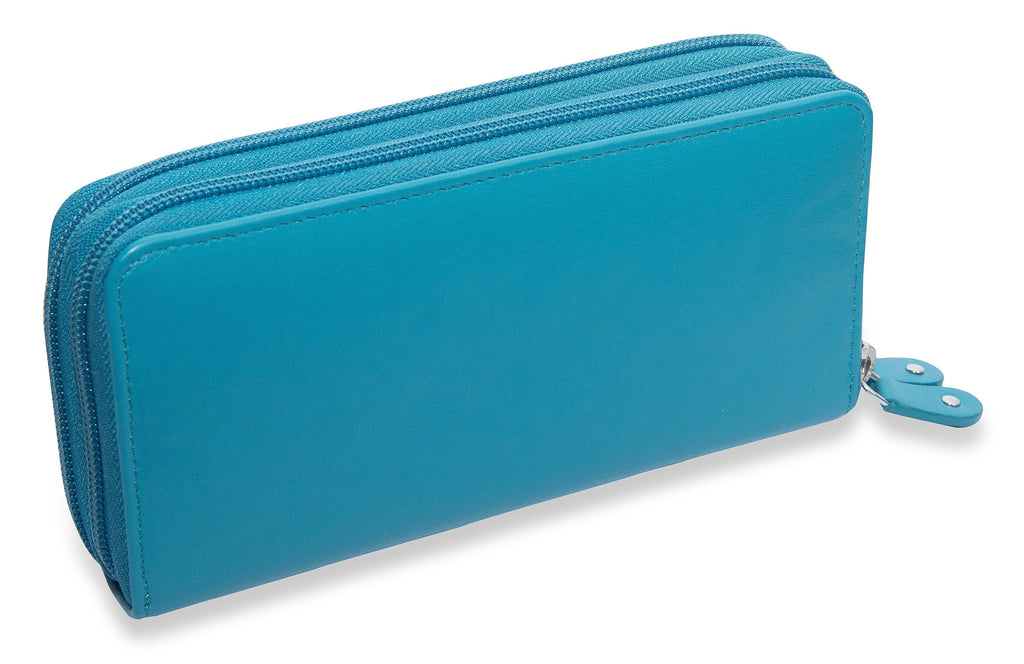 Gabriella Leather Double Zip Around Purse with RFID Protection