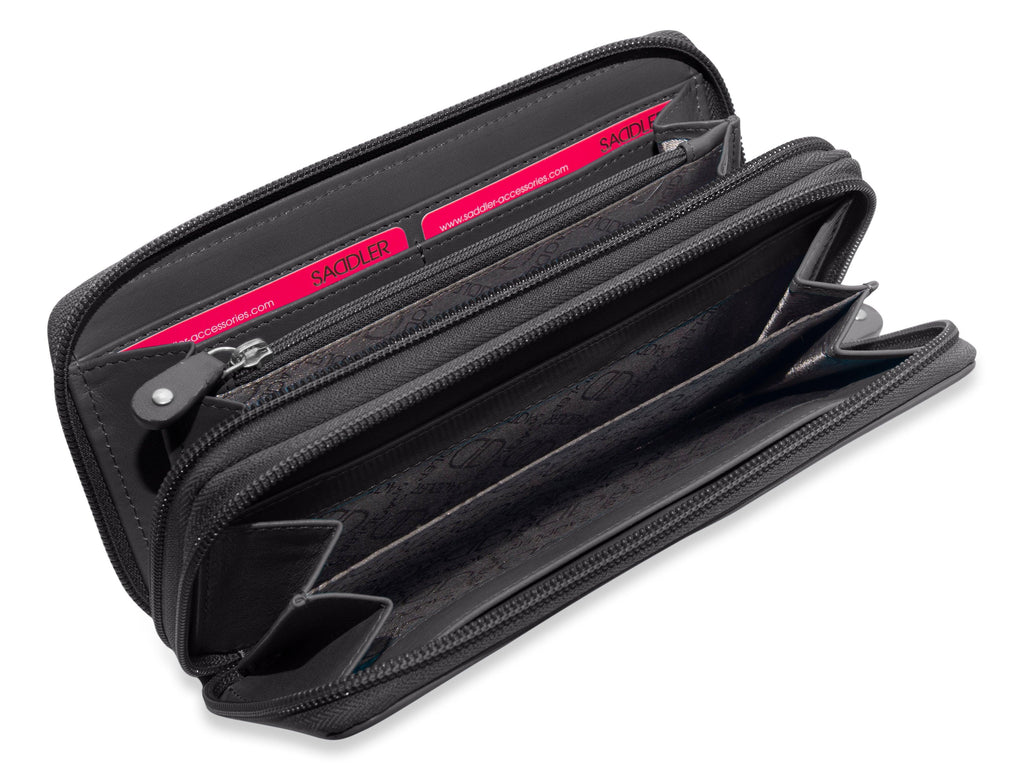 Gabriella Leather Double Zip Around Purse with RFID Protection