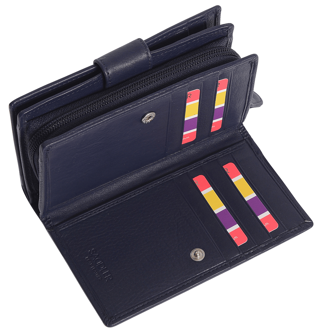 Georgie Leather Double Sided Purse with 13 Card Slots and RFID Protection