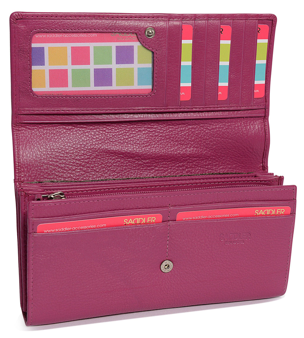 Large Leather Multi-Section Purse Grace with RFID Protection
