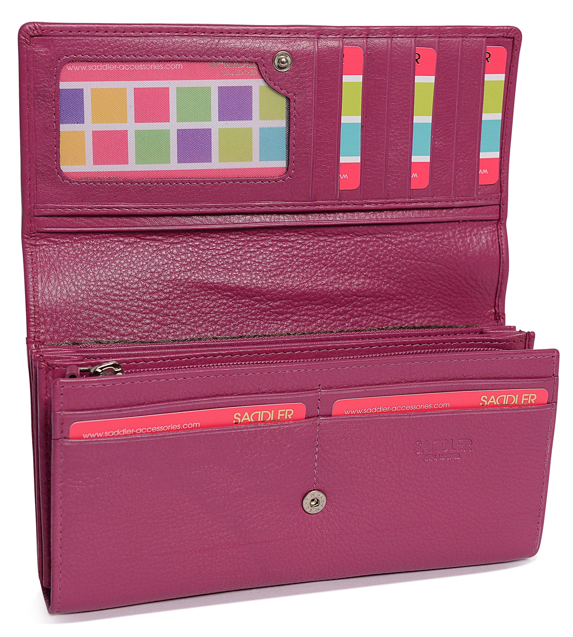 Large Leather Multi-Section Purse Grace with RFID Protection