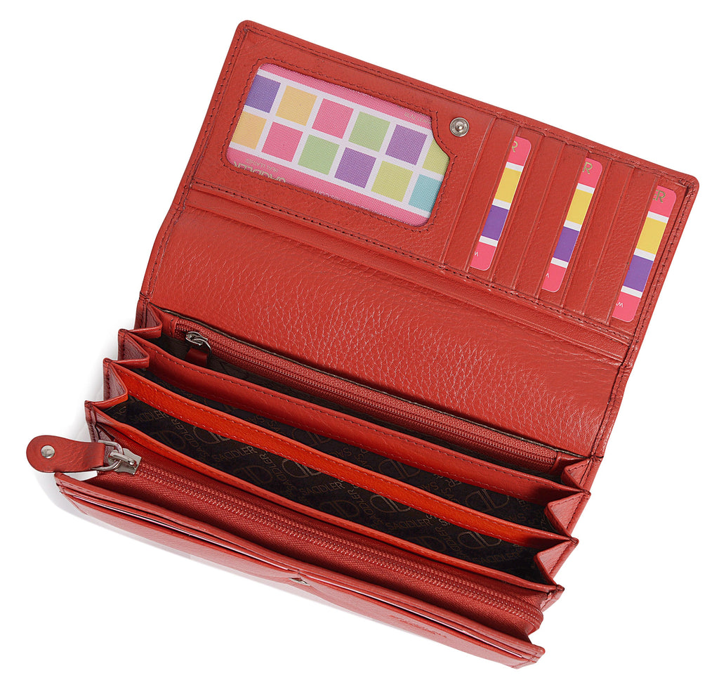 Large Leather Multi-Section Purse Grace with RFID Protection