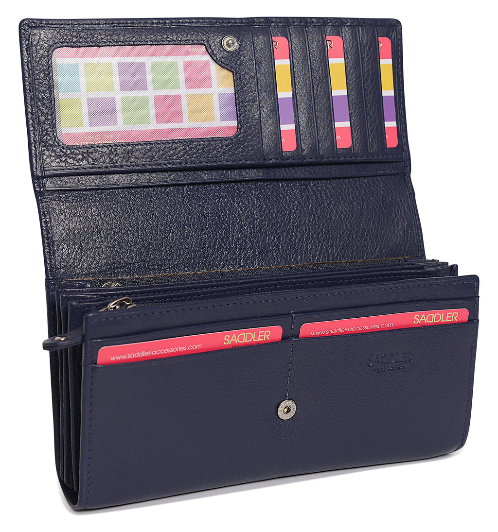 Large Leather Multi-Section Purse Grace with RFID Protection