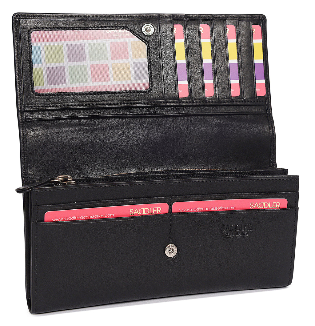 Large Leather Multi-Section Purse Grace with RFID Protection