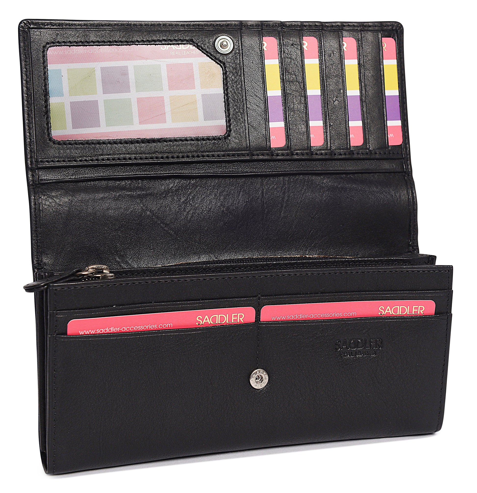 Large Leather Multi-Section Purse Grace with RFID Protection